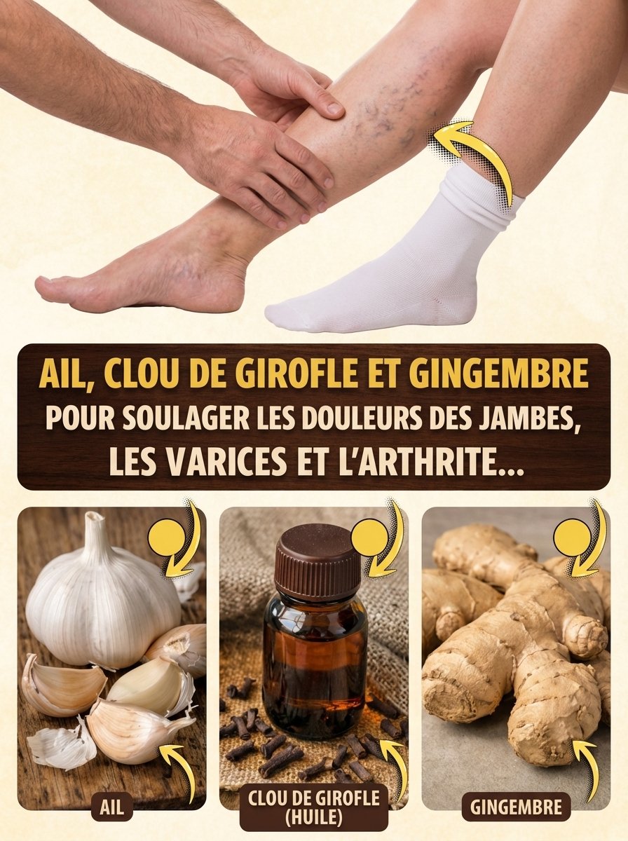 Ne Laissez Plus la Douleur Gâcher Votre Vie ! Le Remède Naturel Secret : Ail, Girofle, Gingembre – Votre Tueur de Douleur pour Jambes, Varices et Arthrite !