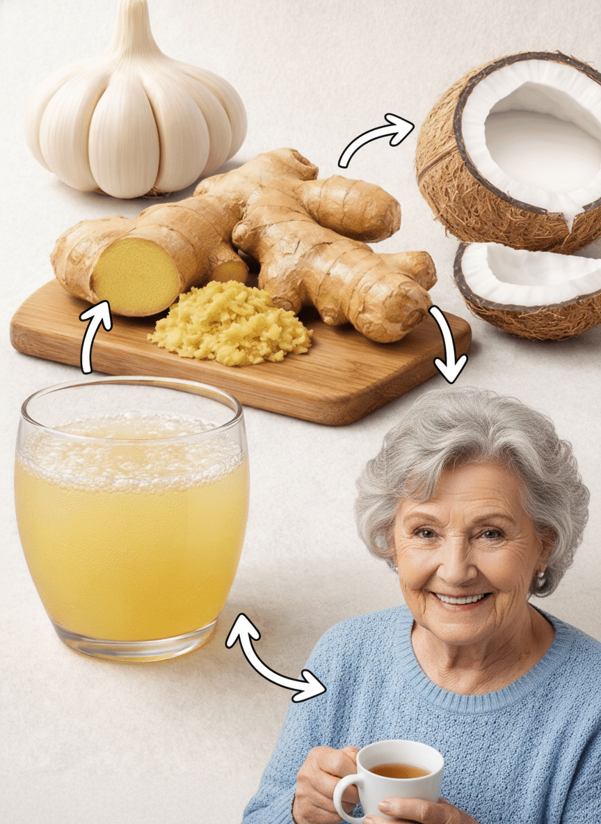 Ail, Gingembre, Noix de Coco : Le Secret d'une Boisson Rafraîchissante pour une Vitalité Quotidienne Naturelle chez les Seniors