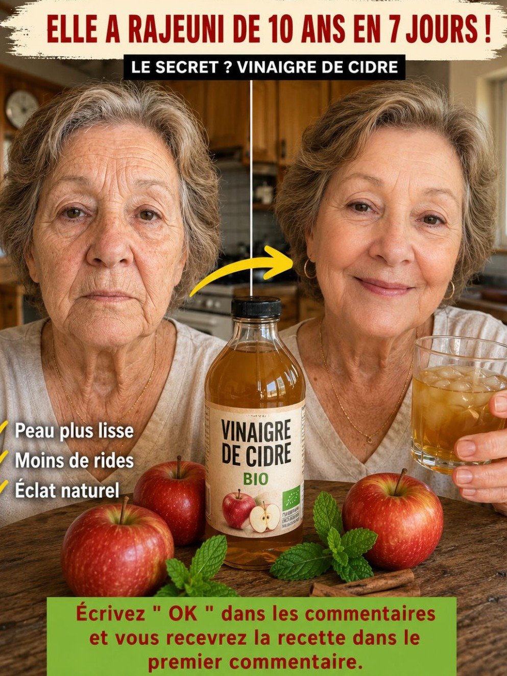 Le Secret Anti-Âge Inattendu : Rajeunissez Votre Peau de 10 Ans avec le Vinaigre de Cidre (Sans Traitements Coûteux) !