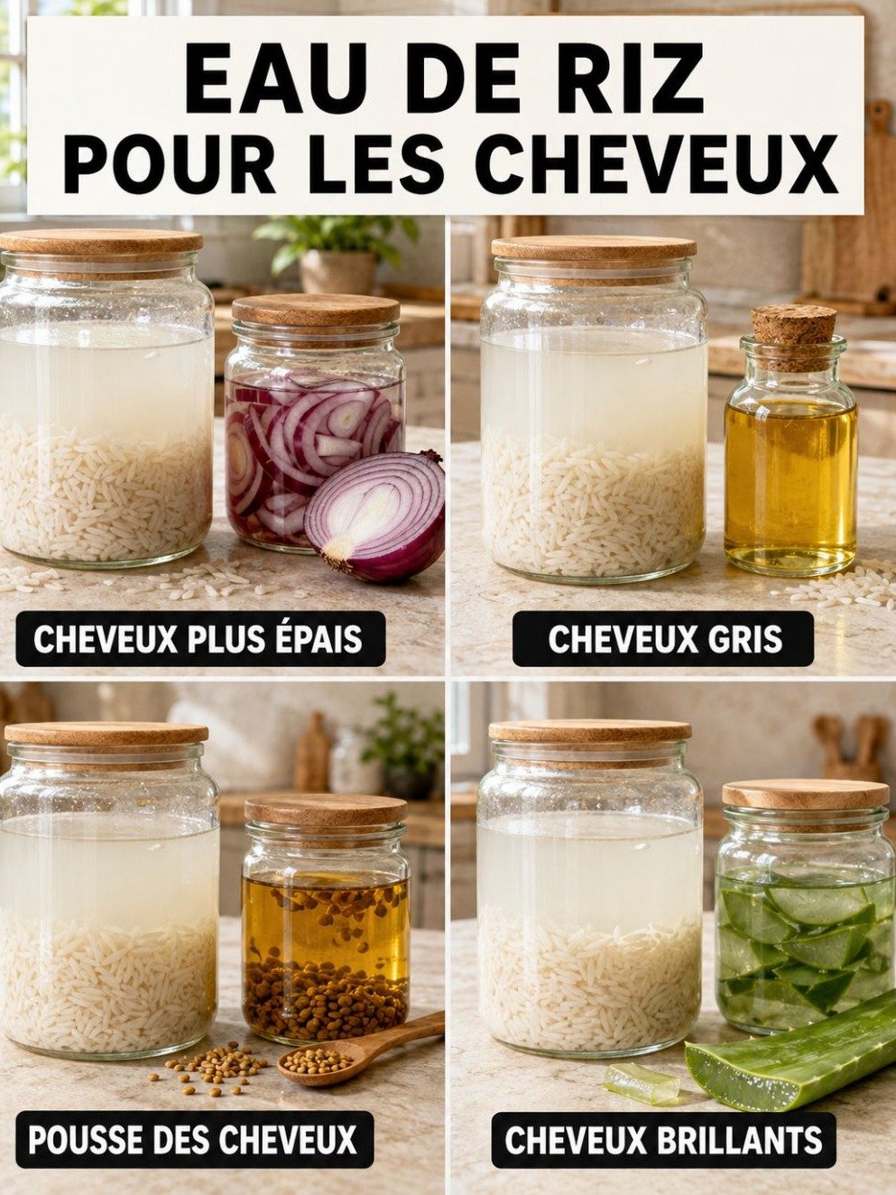 Le secret ancestral pour des cheveux incroyables : 4 recettes à l'eau de riz qui changent tout