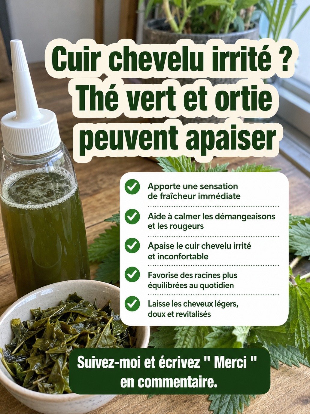 STOP aux Démangeaisons ! Découvrez les 3 Recettes Miracles au Thé Vert et à l'Ortie pour un Cuir Chevelu Apaisé IMMÉDIATEMENT