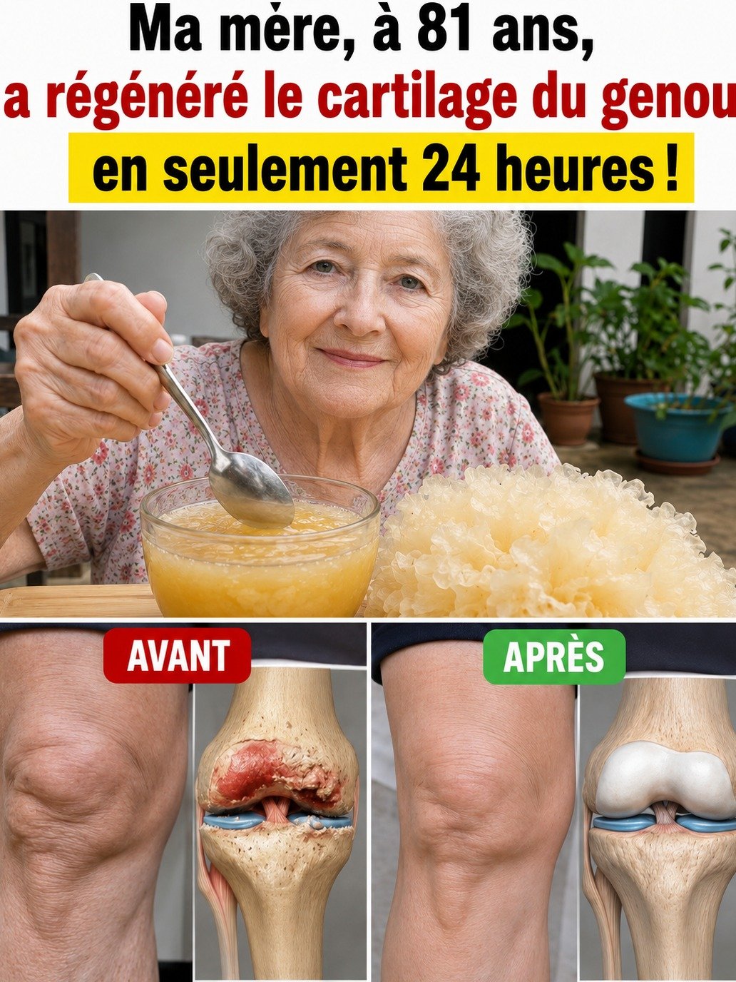 À 81 ans, ma mère ne pouvait plus marcher : Le secret d'un aliment simple qui a transformé son genou en 7 jours !