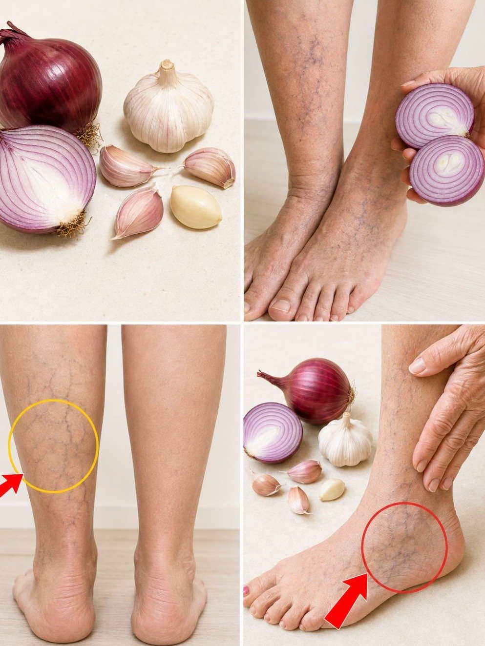 Varices aux jambes : 2 remèdes naturels à base d'ail et d'oignon pour soulager vos douleurs