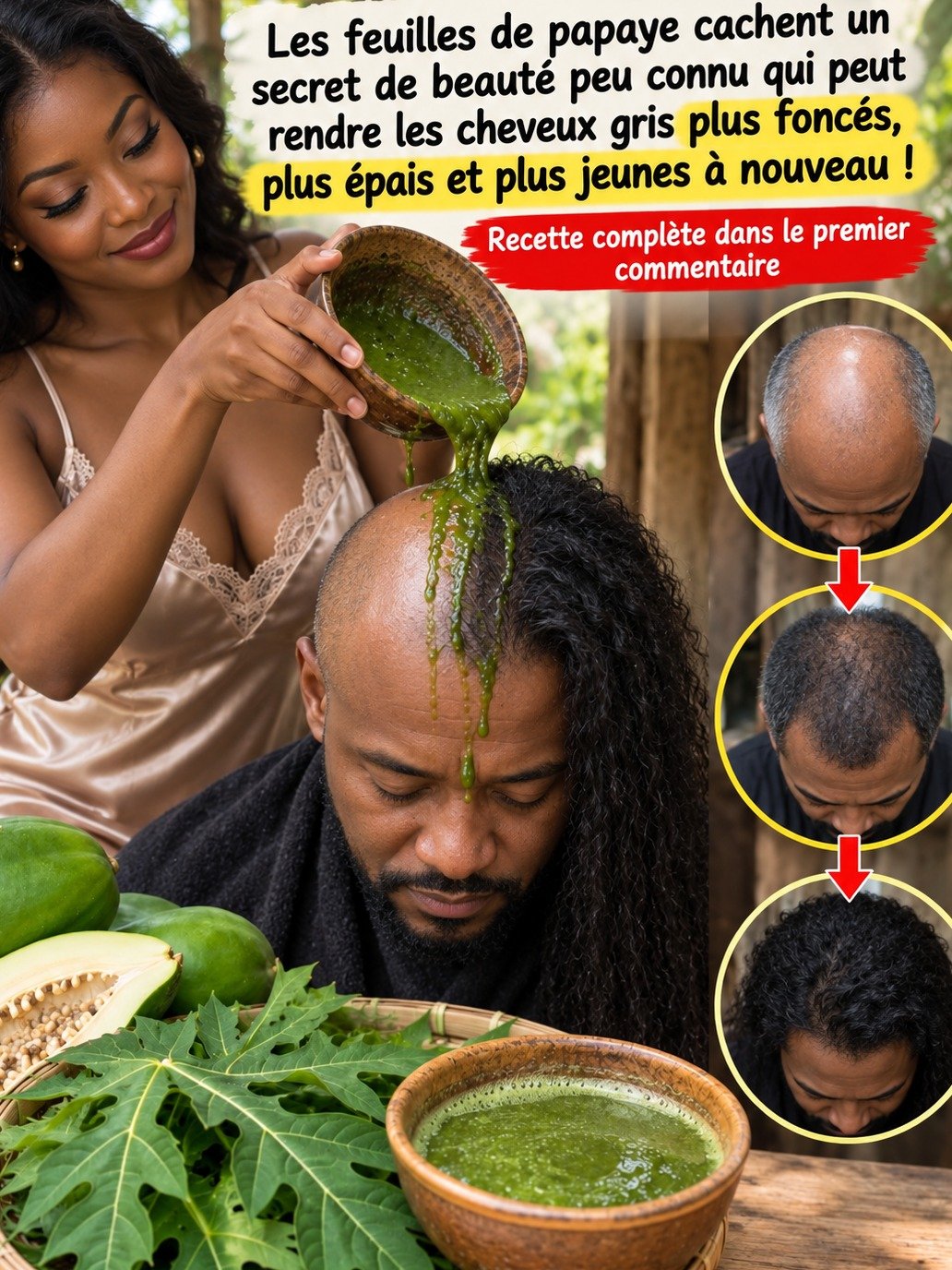 Cheveux Gris et Fins ? L'Incroyable Secret des Feuilles de Papayer pour une Crinière Dense et Foncée (Ne Manquez Pas Ça !)