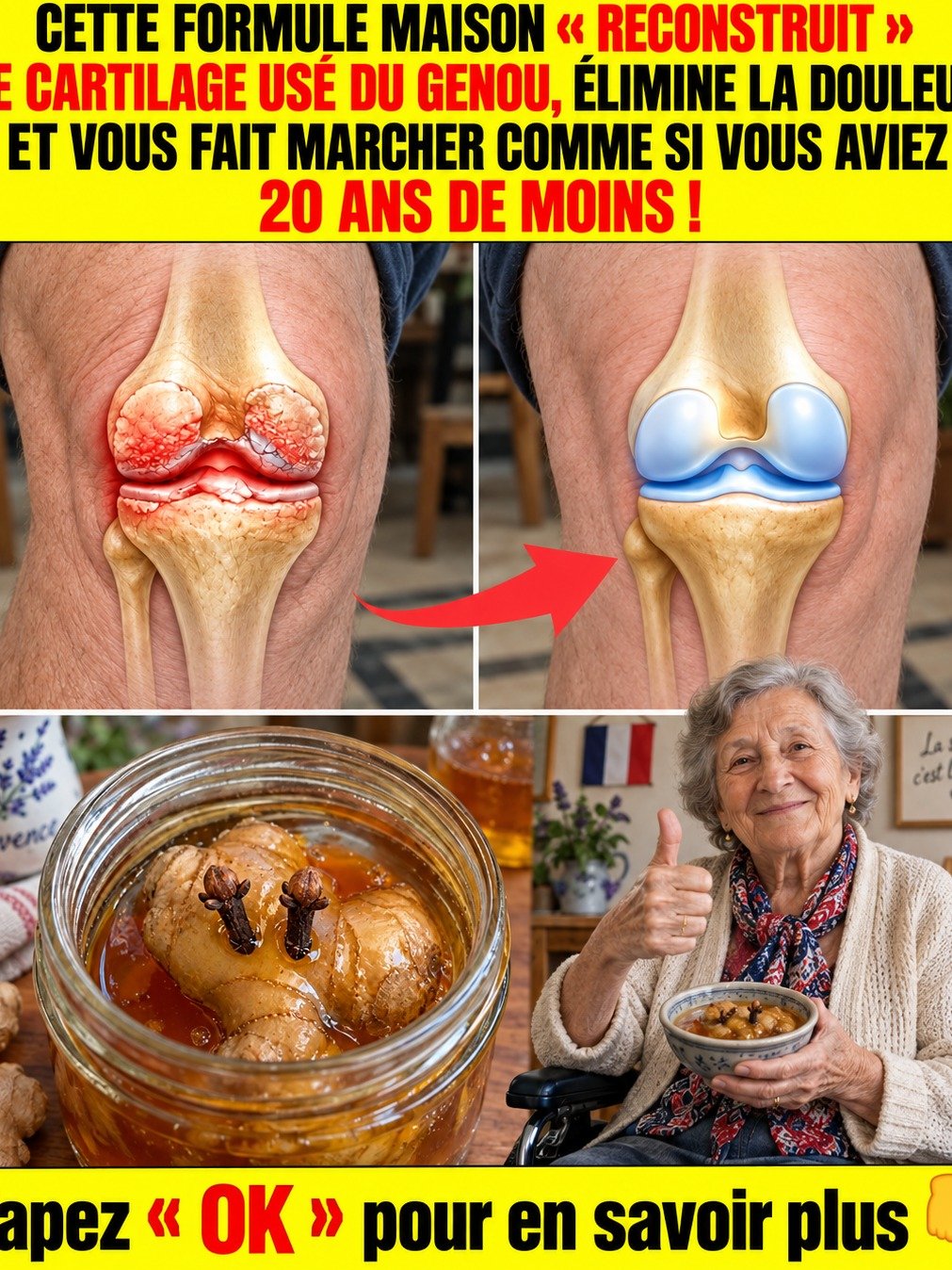 Genoux Usés ? Ne Jetez Plus Votre Argent ! Ce Secret AU GINGEMBRE Peut Régénérer Votre Cartilage Rapidement (Et Personne Ne Vous Le Dit !)