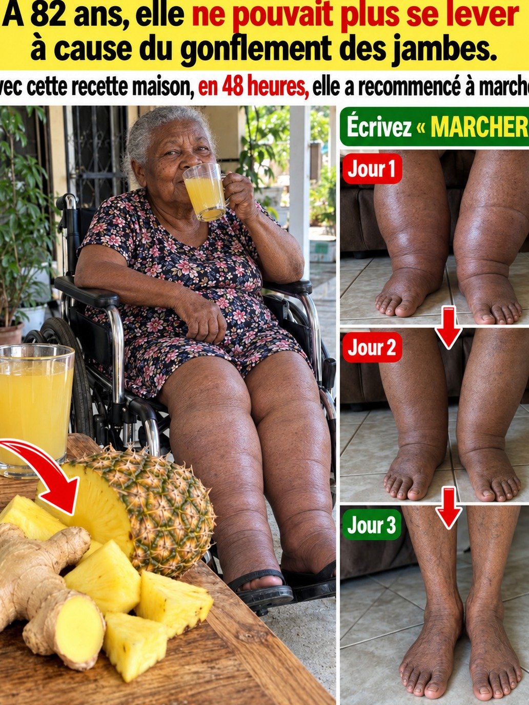 Jambes Gonflées ? Ce Remède Ananas-Gingembre à 2 Ingrédients Va VOUS Épater et Vous Redonner Votre Liberté ! (Le Secret Bien Gardé)