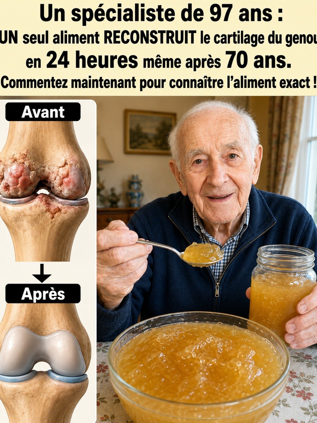 Le Secret d'un Expert de 97 Ans : Cet Aliment Inattendu Peut CIBLER Votre Cartilage du Genou et Mettre FIN aux Grincements Douloureux !